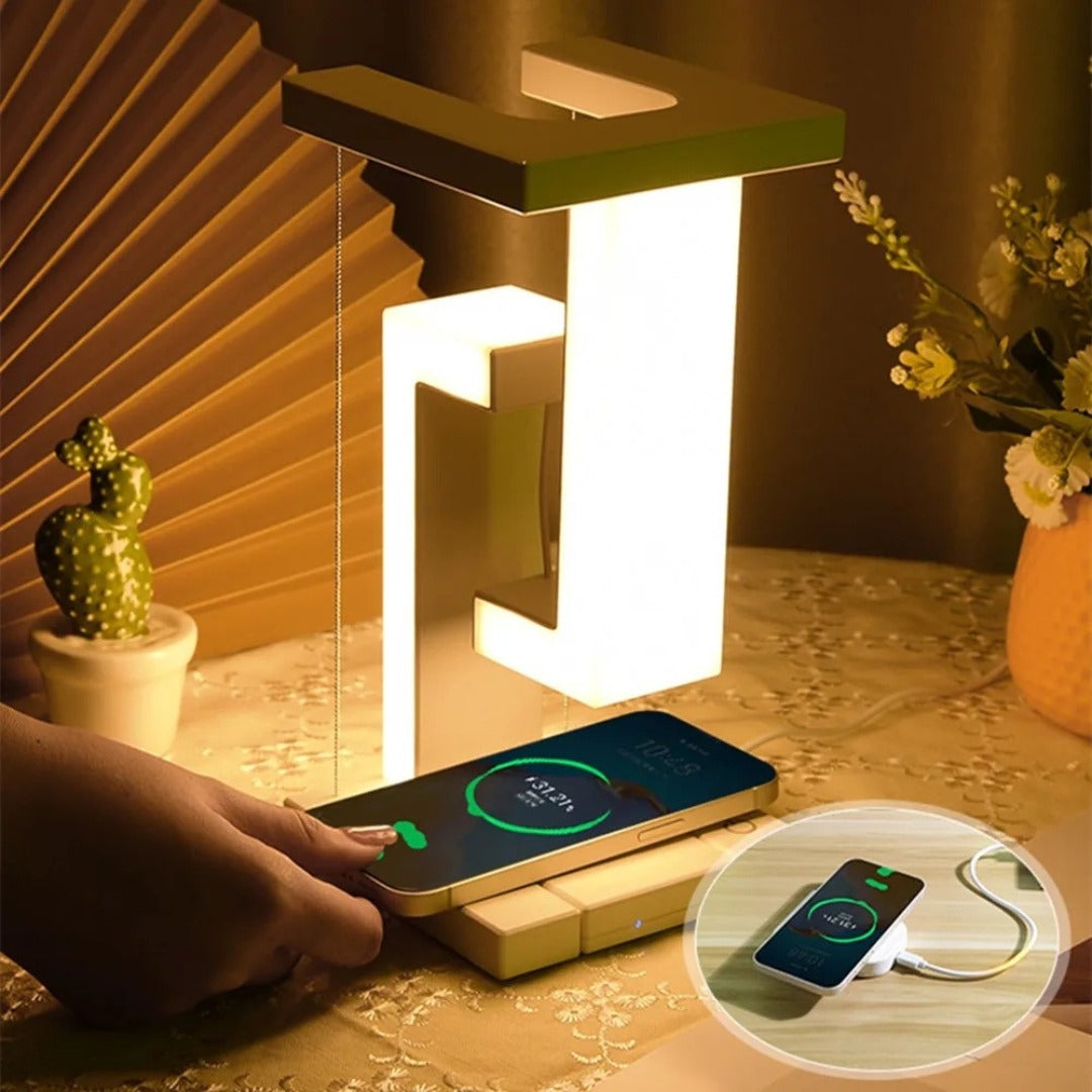 LÁMPARA LUJO DE MESA LUZ LED CON CARGADOR INALÁMBRICO 2238