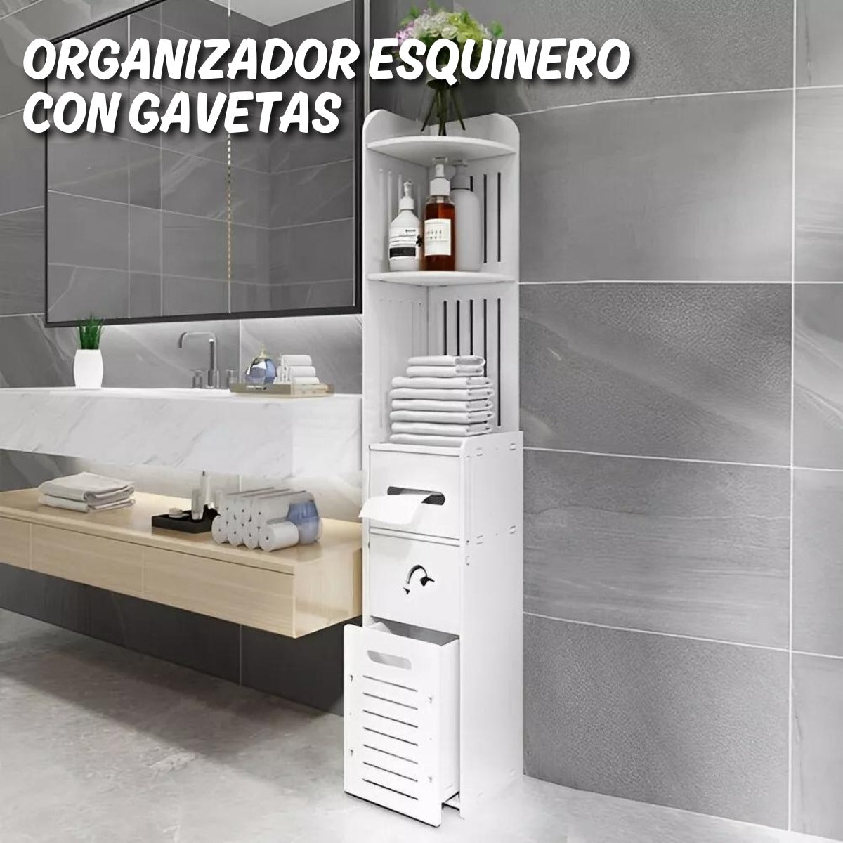 ORGANIZADOR VERTICAL ESQUINERO CON GAVETAS 120*20*20 CM