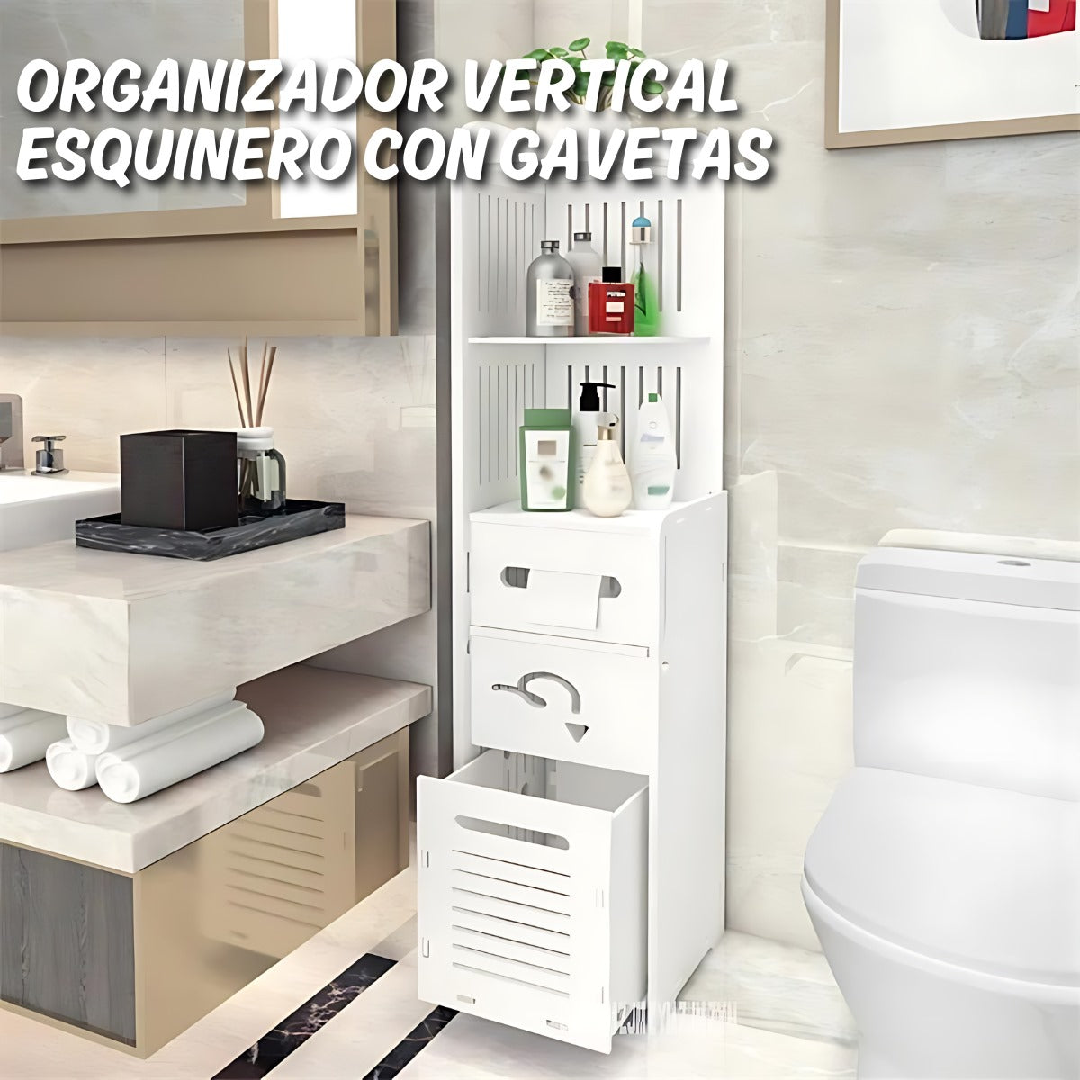 ORGANIZADOR VERTICAL ESQUINERO CON GAVETAS 120*20*20 CM